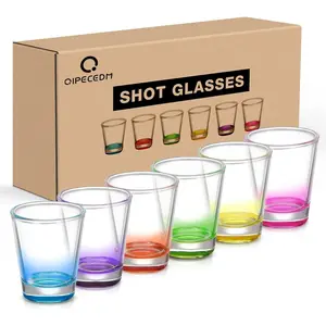 6 Pack Heavy Base Shot Glasses Set, 1.6 oz Colorful Shot Bulk, Clear Shot Glass, Tequila Cups Small Glass, Shot Glasses for Whiskey, Tequila, Vodka, Spirits & Liquors