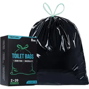 TRIPTIPS Portable Toilet Bags with Drawstring - 8 Gallon Leak-Proof Waste Liners for Camping, Hiking, and Travel Use TRIPTIPS