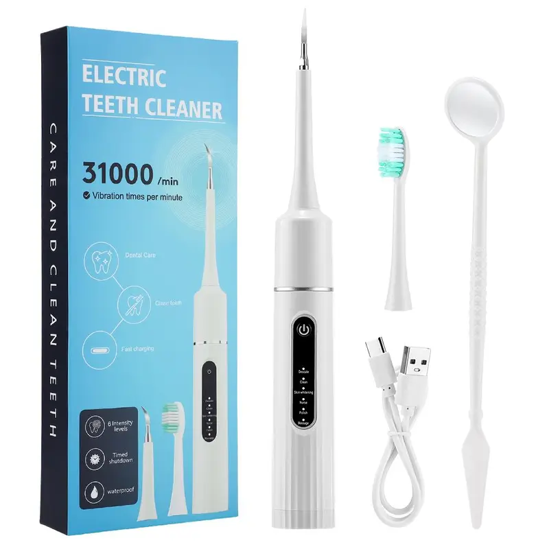 6-speed Adjustment Electric Toothbrush with Replacement Brush Head, 1 Set Waterproof Type C Charging Cordless Teeth Cleansing Deep Cleansing Protecting Gums Toothbrushes for Adults, Teeth Cleaner, Toothbrush Kit, Battery Operated Toothbrush for Adults