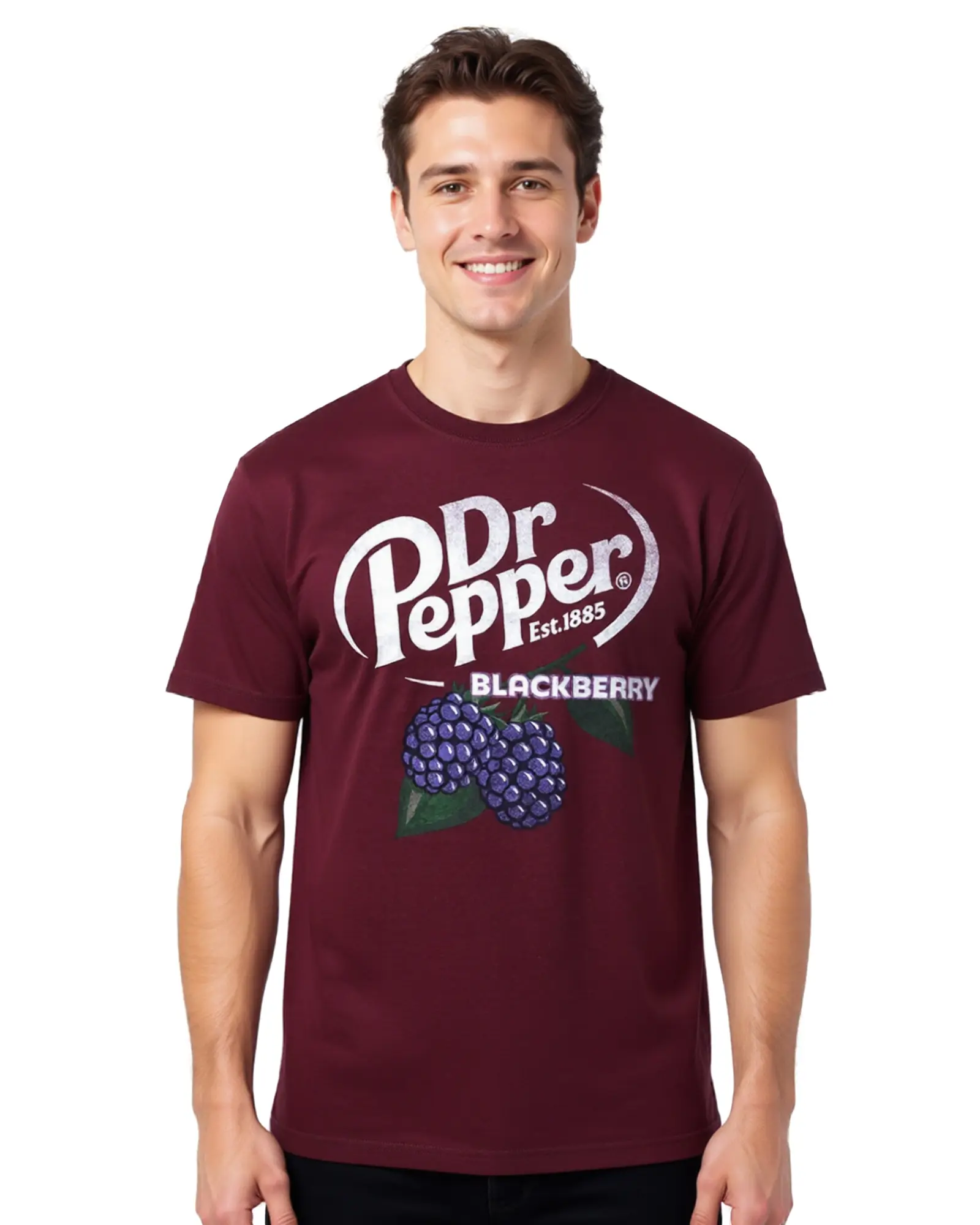 Dr. Pepper T-Shirt Men's Blackberry Logo Design Adult Short Sleeve Tee