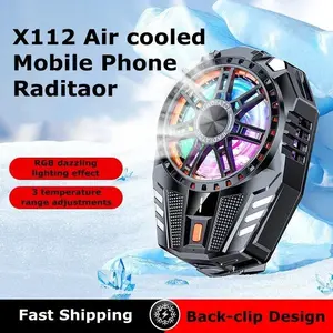X112 Mobile Phone Back-clip Air-cooled PUBG Game Cooler 3 Gears Cooling Radiator with RGB Colorful Light for IPhone Android