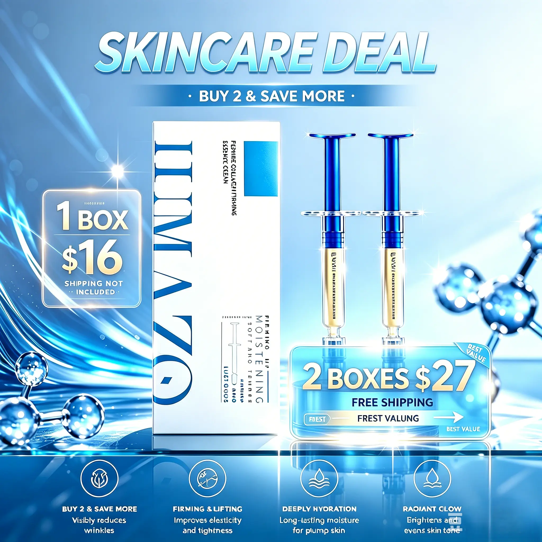 Collagen Peptide Eye Cream Moisturizer - Anti-Aging Treatment for Reducing Wrinkles, Firming Skin, Diminishing Dark Circles, Eye Bags, Fine Lines, and Lifting Area