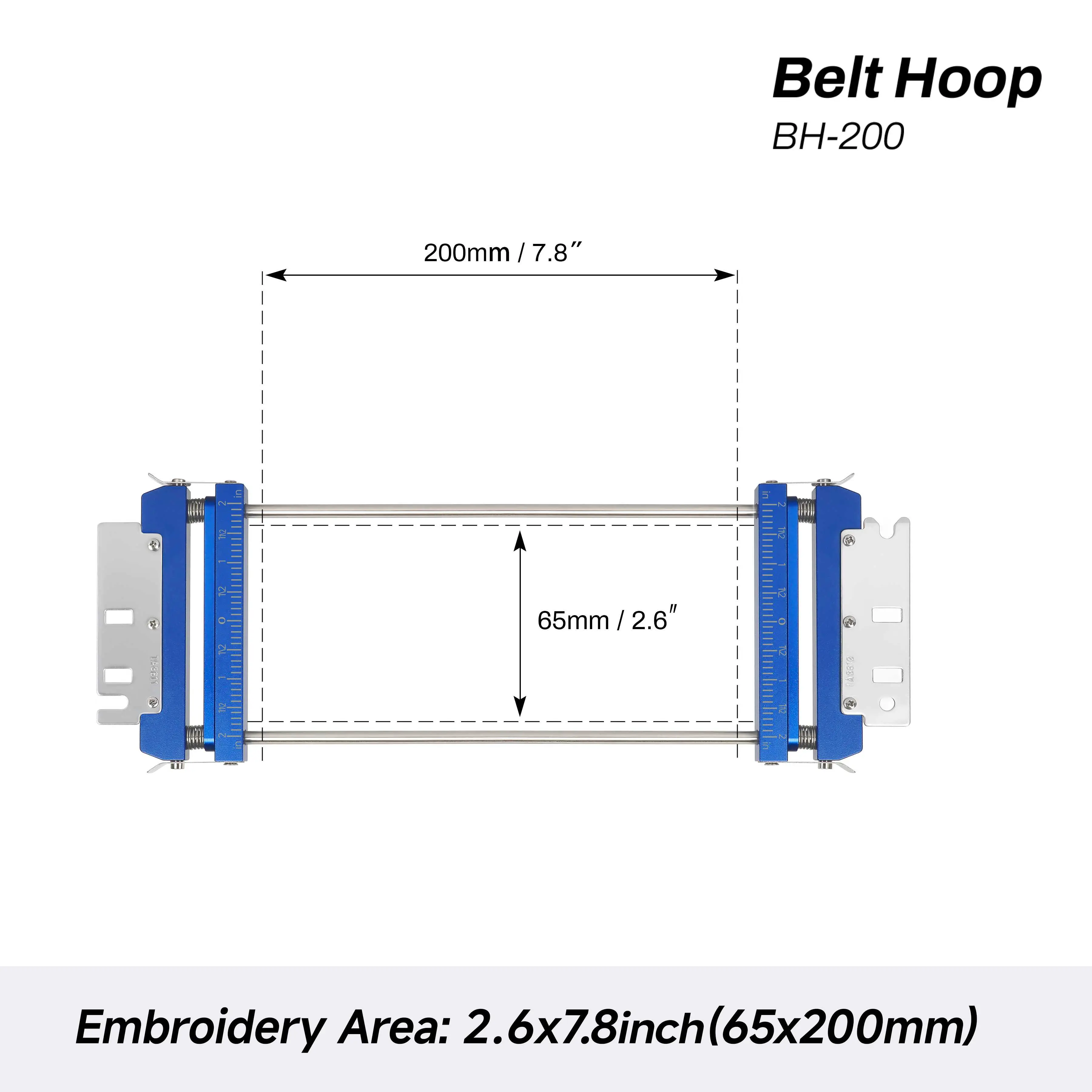 SEWTECH Metal Belt Embroidery Hoop BH200 2.6x7.8inch 65x200mm for Smartstitch S-1001 | S-1201 | S-1501 | S-1501 Ultra | S-1501 Plus Embroidery Machines,Belt Hoop for Karate Belts, Dog Collars, Sashes, Garments