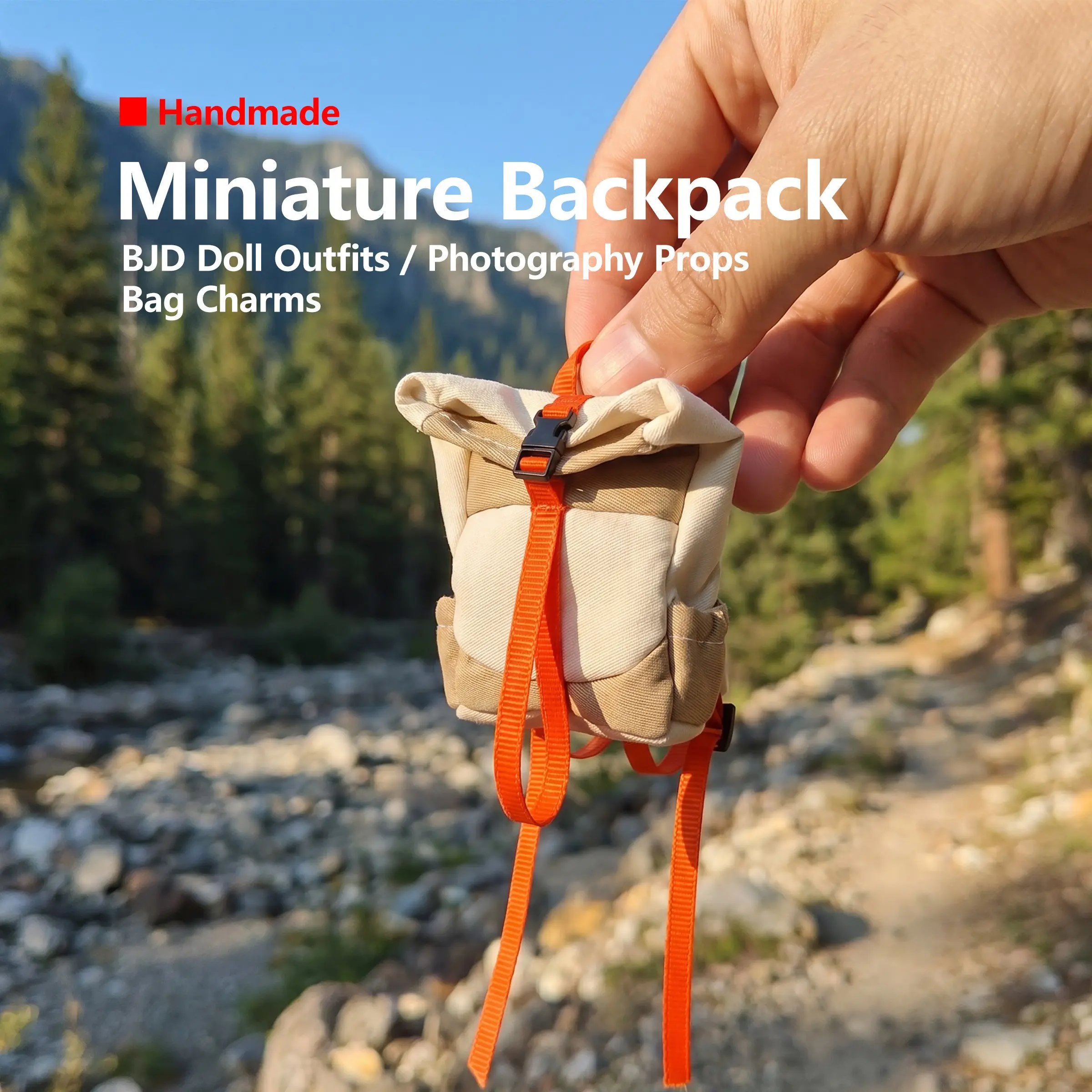 1 Pc Handmade Miniature Mini Backpack Outdoor Techwear Style Exquisite Handcrafted / Canvas Material / Adjustable Straps for 20cm Cotton Dolls / BJD Doll Outfits / Doll Carrier / Collectible Toy Accessories