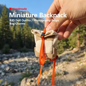 1 Pc Handmade Miniature Mini Backpack Outdoor Techwear Style Exquisite Handcrafted / Canvas Material / Adjustable Straps for 20cm Cotton Dolls / BJD Doll Outfits / Doll Carrier / Collectible Toy Accessories