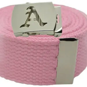 Old English initial Canvas Military Belts Unisex Belt with Silver Buckle for Men/Women