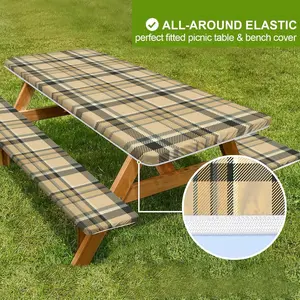 Vintage Plaid Outdoor Tablecloth, Multiple Specifications Available, Rectangular Design for 4ft/6ft/8ft Camping & Picnic Tables, Durable Fabric, Perfect for Outdoor Gatherings, No Furniture Included