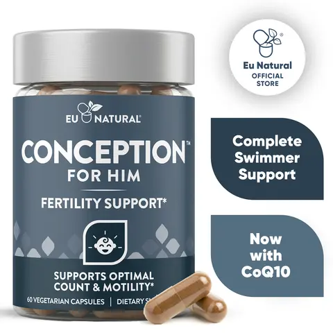 Eu Natural Conception For Him – Fertility Supplements for Men, Male Fertility Booster & Prenatal – Optimal Sperm Count, Motility, Strength – CoQ10, Ashwagandha, Folate, Folic Acid, Magnesium & Zinc Healthy Dietary Fitness Testo Booster Capsules