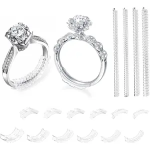 Invisible Ring Sizer Adjuster for Loose Rings Women Men-12 Easy-Clip Ring Adjusters and 4 Coil Adjusters, Ring Size Adapter Reducer Spacer  Guards