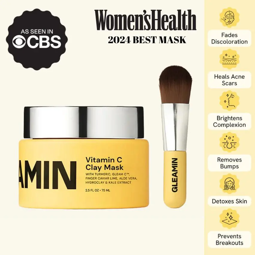 Gleamin 10-Minute Vitamin C Clay Mask for Dark Spots & Hyperpigmentation - Brightening, Calming, Exfoliate, Radiant Skin Repair