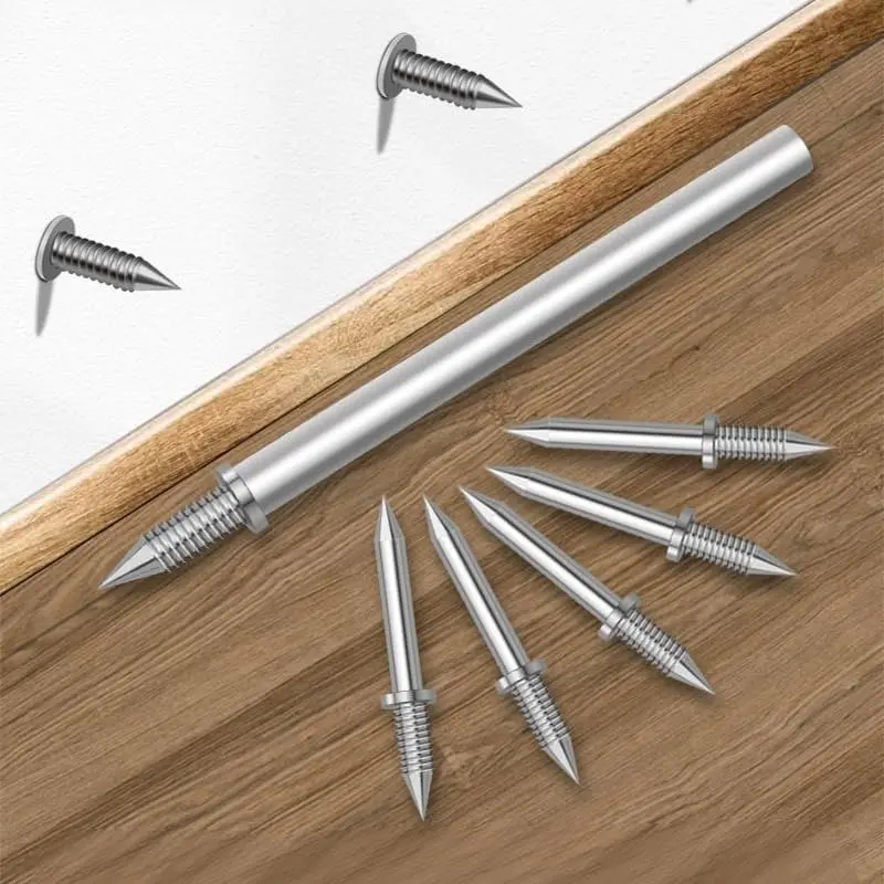 100 Pcs Double Head Skirting Thread Seamless Nail - Double Headed Nails - Rust Proof No Trace Invisible Security Skirting Thread Screws Set
