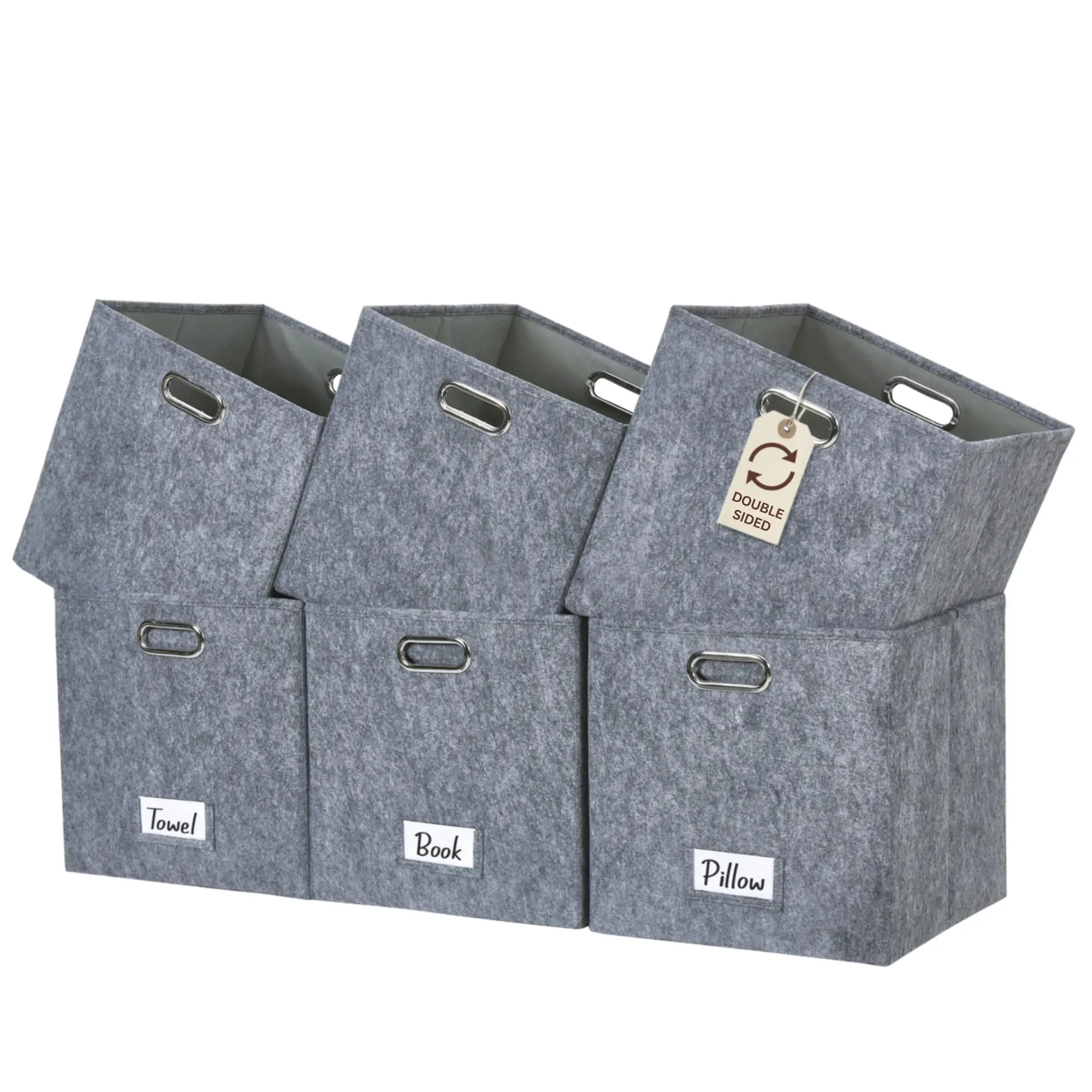 11x11 Felt Storage Basket-6 Kallax Storage Baskets with Labels-Felt Basket for Shelves Closet Toys Clothes Books foldable clothes clothes storage storage bag