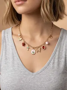 Vintage Charm Garden Necklace (Multi-Charm Statement)