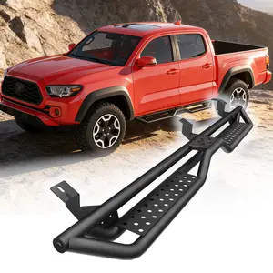 Drop Down Running Boards Compatible with 2005-2023 Toyota Tacoma Double Cab, 6 inch Side Step Bolt-On, Textured Steel Inner Ribs