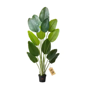 VEVOR Artificial Bird of Paradise 6 ft Tall,  Fake Tropical Plants with with 13 Trunks & White Pot, Faux Floor Silk Tree, Large Trees for Home Office Living Room Decor House Warming, Indoor Outdoor