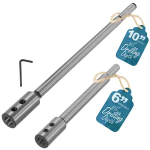 6" & 10" Forstner Bit Extension Set – Heavy Duty Steel 3/8 Drill Bit Extension, Adds Up to 8-1/2" Drilling Depth to Forstner Bits for Woodturning, Furniture & Carpentry