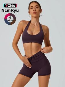 2 piece set women's sports bras shorts detachable chest pads high waist high elasticity abdominal compression hip lifting comfortable quick drying yoga clothes gym training golf tennis clothes women's sports clothes, athletic wear