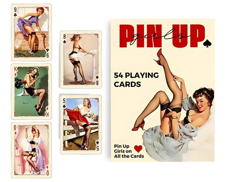 Vintage Pin Up Girls Playing Cards Deck, Retro Illustrated Deck, Collector Gift