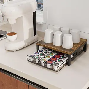 Single-Tier Black Coffee Pod Organizer Drawer - Under Coffee Machine Storage for K-Cup Capsules