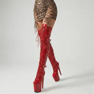 WUXIN H&P Women's 8 in Platform Thigh High Heel Boots Shoes Stiletto, Over The Knee Boots Plus Size, Exotic Pole Boots Shoes