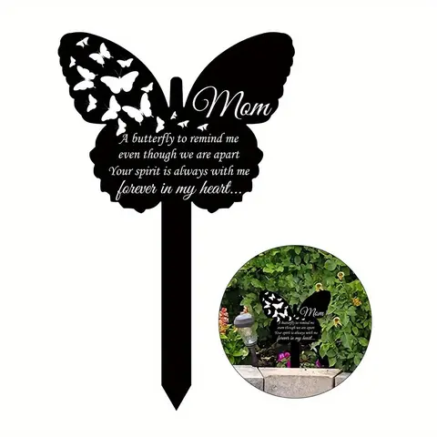 Mom Remembrance Plaque Stake, Acrylic Grave Marker for Cemetery, Sympathy Grave Stake for Outdoors Yard Grave, Waterproof Cemetery Decoration