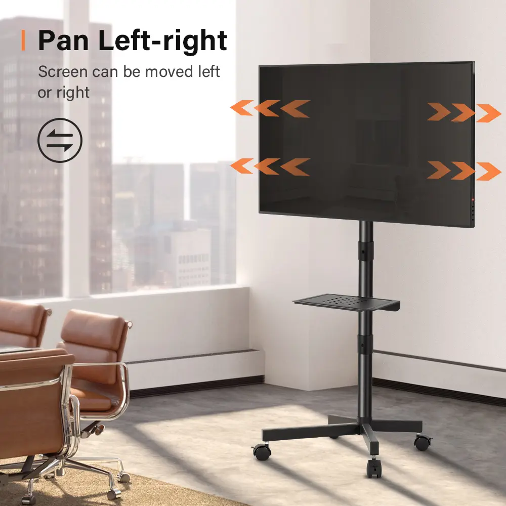 KKTONER Mobile TV Cart for 23 to 60inch LCD LED Flat Screen Curved TVs Floor TV Stand on Wheels with Height Adjustable Shelf Max VESA 400x400mm Rolling Floor TV Trolley Holds up to 88lbs tv stand Living Room Home Office