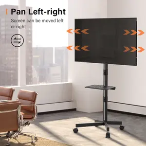KKTONER Mobile TV Cart for 23 to 60inch LCD LED Flat Screen Curved TVs Floor TV Stand on Wheels with Height Adjustable Shelf Max VESA 400x400mm Rolling Floor TV Trolley Holds up to 88lbs tv stand Living Room Home Office