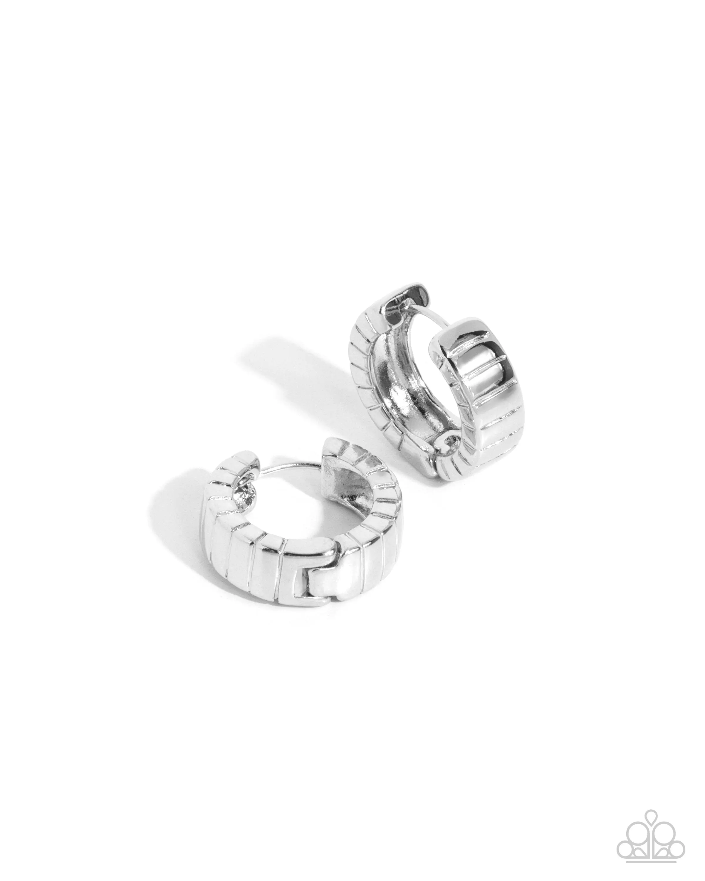 BOLD Up! - Silver Hinge Hoop Earrings - Paparazzi