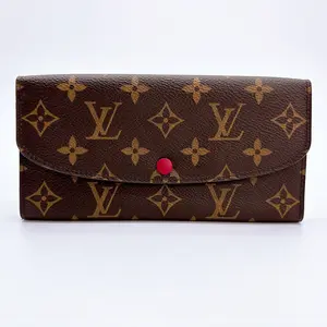 Pre-owned Louis Vuitton canvas Clutches & Wristlets Brown Monogram Emilie Wallet