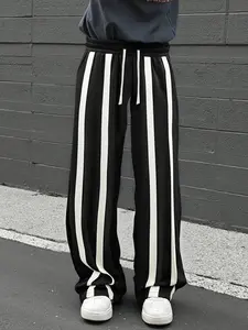 Men's Striped Casual Pants, Spring & Fall High-End Loose Fit Straight Leg Wide-Legged Trousers, Comfortable and Stylish