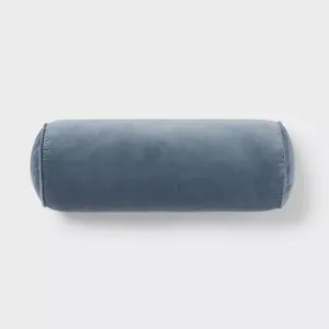 8"x22" Luxe Round Velvet Bolster Decorative Pillow Slate Blue - Threshold 8"x22" Luxe Round Velvet Bolster Decorative Pillow Slate Blue - Threshold