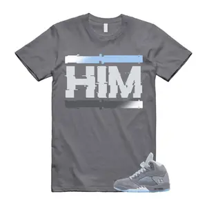 5 Wolf Grey Ice Blue Light Graphite White Icy T Shirt Match HIM T-Shirt, 100% Cotton, Unisex Top, Classic Fit Casual Short Sleeve Tee, Gift For Sneakerhead