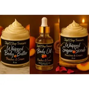 Peaches & Cream🍑🍑 Whipped Body Butter, Sugar Scrub, & Body Oil!  (Bundle Set)