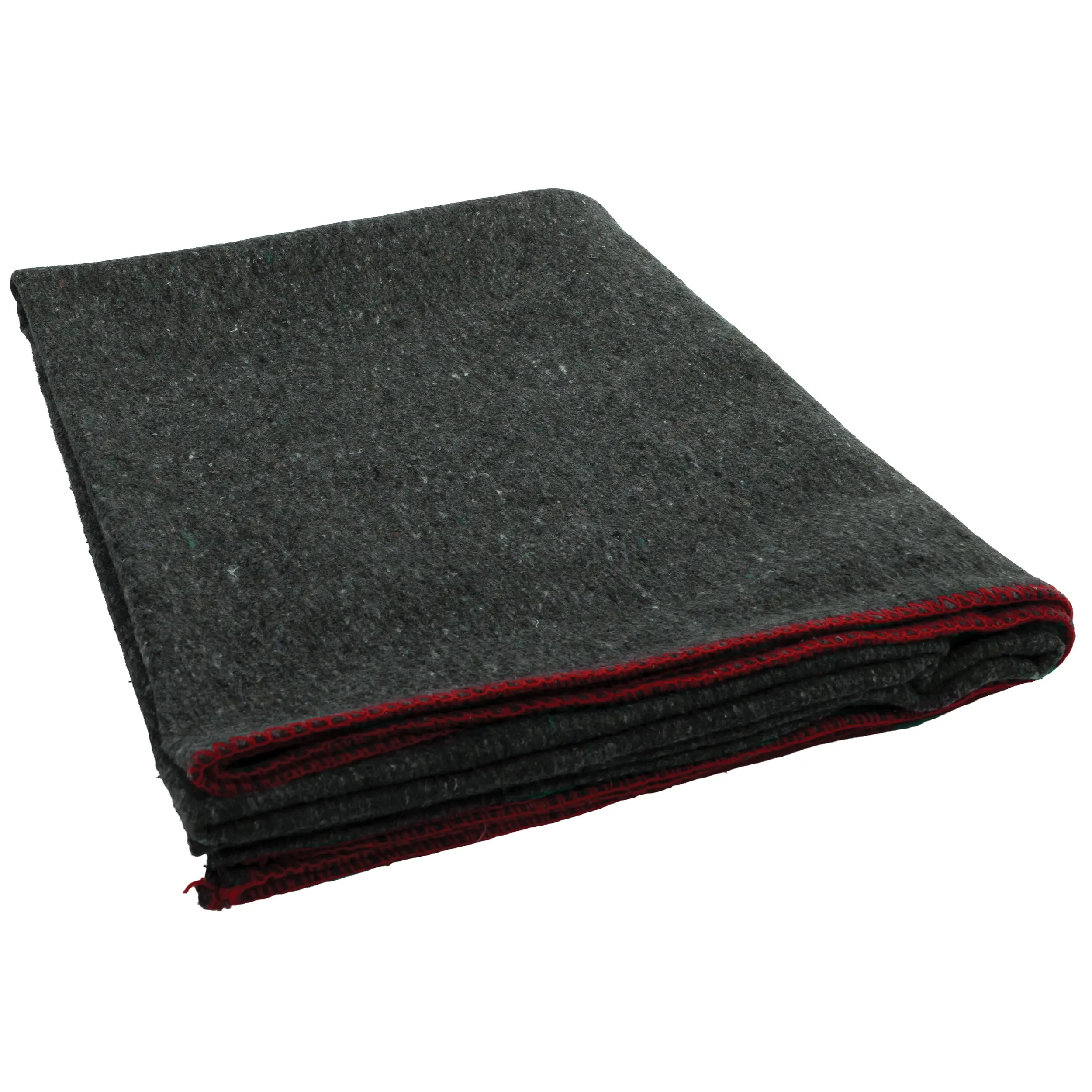 Soft Grey 45% Wool Warm Rescue Blanket, 60 in. x 80 in., Low Heat Release, Red Stitching, Dry Clean Only, Very Warm