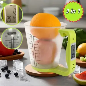 Smart Measuring Cup with Thermometer, 6-In-1 Unit Conversion, Food Grade Abs, Real-Time Temperature Monitoring, Baking Essential, Includes Battery, Food Measuring Tool