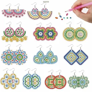 2D Flat12 Pairs DIY Crystal Earring Making Craft Kit Double Side Drill Rhinestone Earrings Making Kit Dangle Drop Mosaic Drill Earring Kits Mosaic JDiamond Painting Kit Requires No Prior Painting Experience Create a Sparkling and Exquisite Handmade Craft.