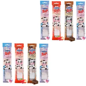 Mild-Flavored Milk Straws – 8 Packs (5 Straws Each) Total 40 Straws in Subtle Chocolate (2 Packs), Strawberry (2 Packs), and Cotton Candy (4 packs) Flavors
