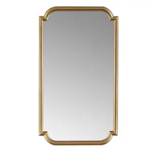 360 Stand Adelaide Gold Scalloped Rectangle Wall Mirror, 21.25x38x1 in MDF Frame, Glass Surface, Hanging Wall Mounted Decor, Glamorous Look Home Supply