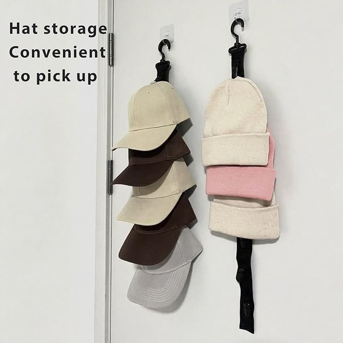 Hat Organizer for Baseball Caps Holder Closet with Clips,Good Hangers Rod Easy Storage Racks Hats(Black)