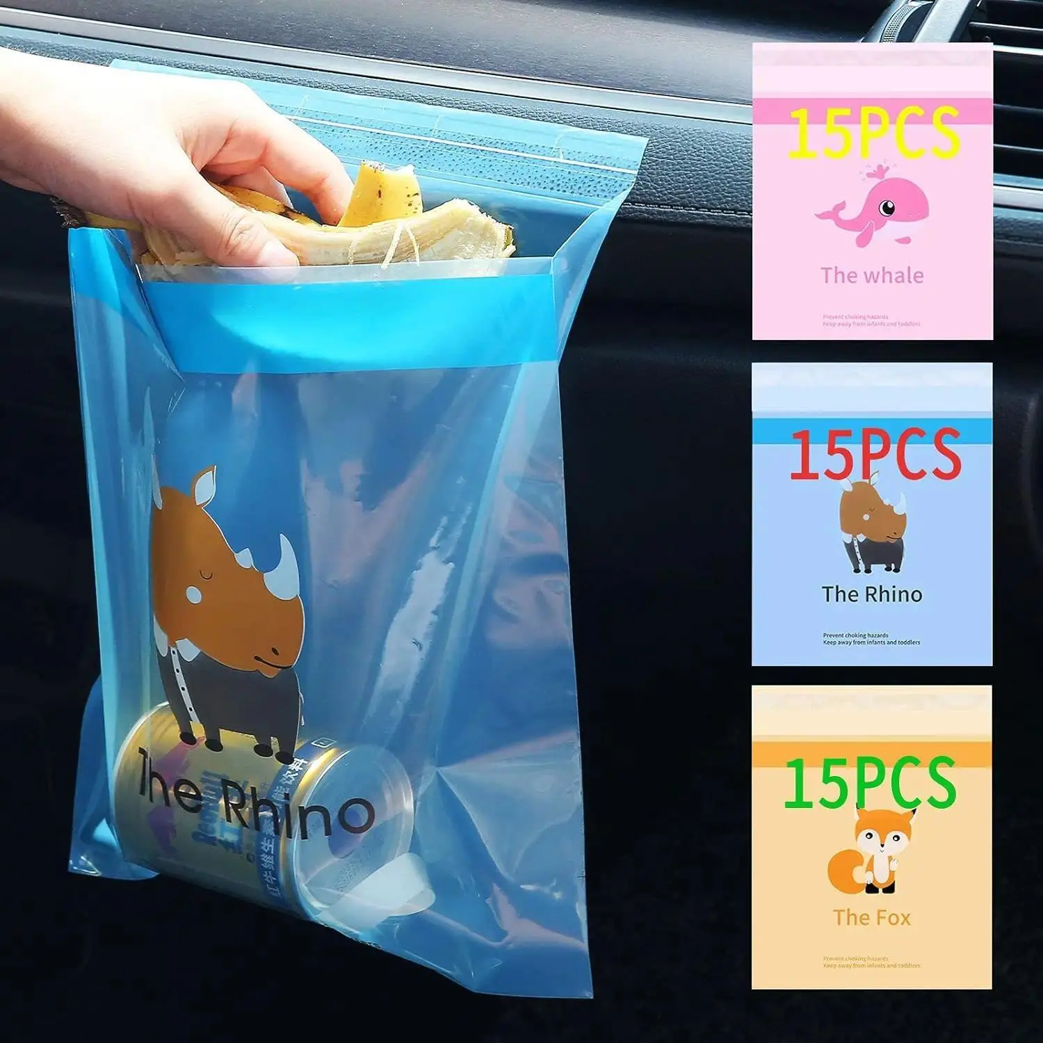 45pcs Disposable Car Trash Bags, Stick-On, Waterproof & Leak-Proof, Multi-Use for Car, Home, Office, Strong Trash Bag Trash Bags, Zero Odor Zero Leak Trash Bags