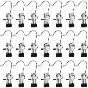 Stainless Steel Hangers for Closet 16 Counts, Boot Clips for Hanging, Space Saving Hanging Rack, Multi Function Hooks Clothes for Home, Travel, Hat & Pants, Socks, Handbags,Convenient for Storage and Organization