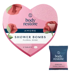 Body Restore Amore Heart Box Shower Steamers Floral Rose 6 Tablets per Bag for Libido