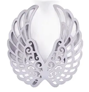 24" x 22" Metal Angel Wing Decor – Shiny White