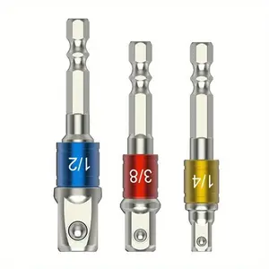 3PCS Color Hexagon Screw Screwdriver Changeover Extension Square Head Socket Tool Set for Electric Screwdriver