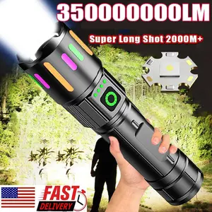 350000000 Lumen Super Bright LED Tactical Flashlight Rechargeable LED Work Light