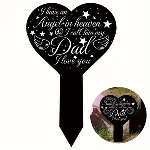 Heart Shaped Grave Markers For Cemetery Memorial Stakes For Outdoors Yard Cemetery Decorations For Grave Memorial Plaques For Loved Ones Garden Decor Dad Deep In Our Heart Sign