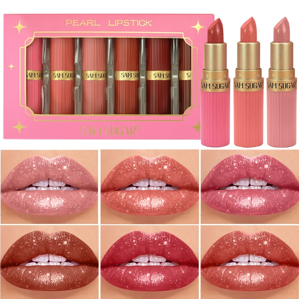 6-pack glitter lip gloss set with long-lasting gloss and easy to apply waterproof lip gloss set Lipstick Makeup