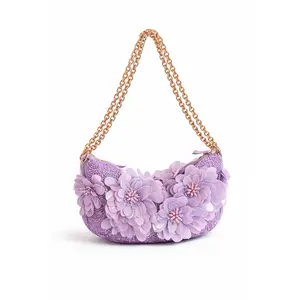 Kimberly Handcrafted Floral Shoulder Bag – Beaded Embroidered Mini Purse with Adjustable Chain
