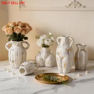 Creative Luxury Handmade Ceramic Vase, Electroplated, Water Storage, Decorative Flower Arrangement, Home Decor Vase, Gift Idea