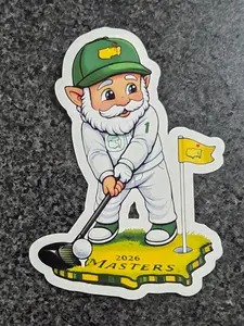 2026 The Masters Golf Gnome Mascot Decal / Vinyl Sticker Driving Water Resistant